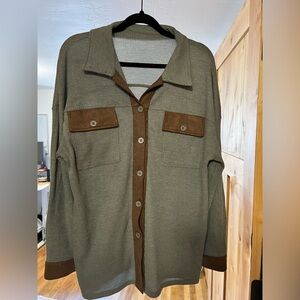 Gray and Brown Button-Up shirt